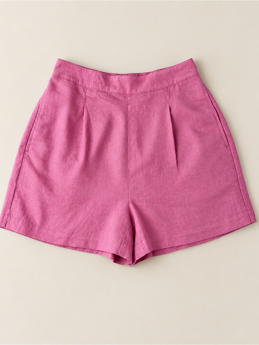 Madewell High-Rise Rose Pink Linen-Blend Shorts
